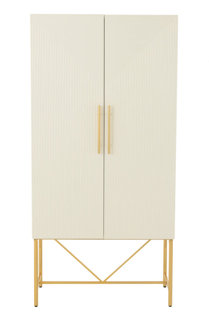 Chest Of Drawers Mdf/Metal White/Gold Colored
