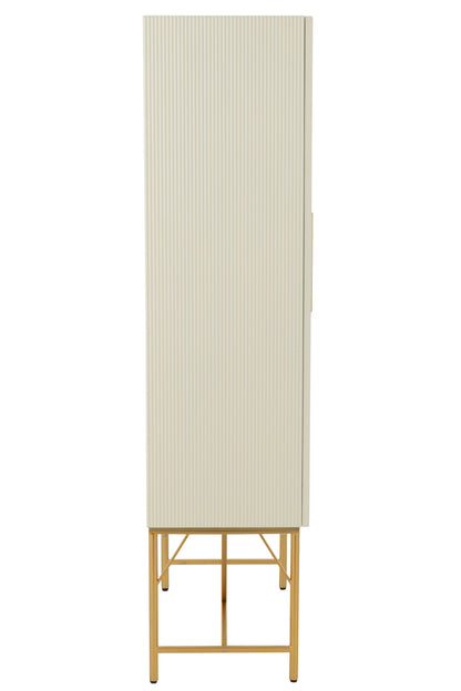 Chest Of Drawers Mdf/Metal White/Gold Colored