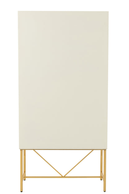 Chest Of Drawers Mdf/Metal White/Gold Colored