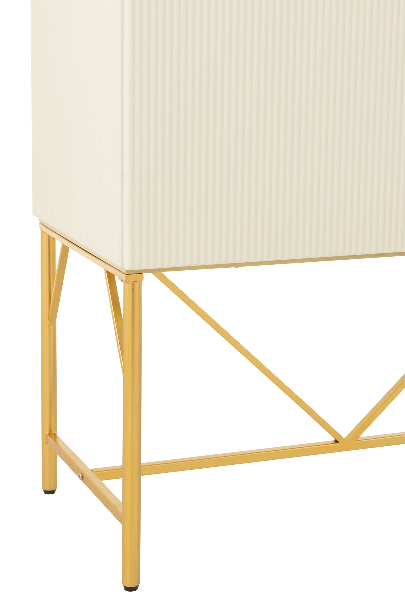 Chest Of Drawers Mdf/Metal White/Gold Colored