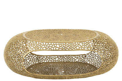Coffee Table Oval Aluminium Gold Colored Large