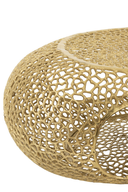 Coffee Table Oval Aluminium Gold Colored Large
