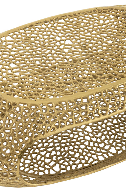 Coffee Table Oval Aluminium Gold Colored Large