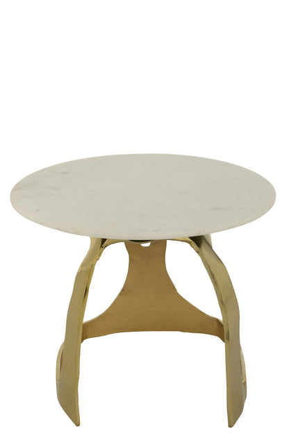 Side Table Aluminium/Stone Gold Colored/White Small