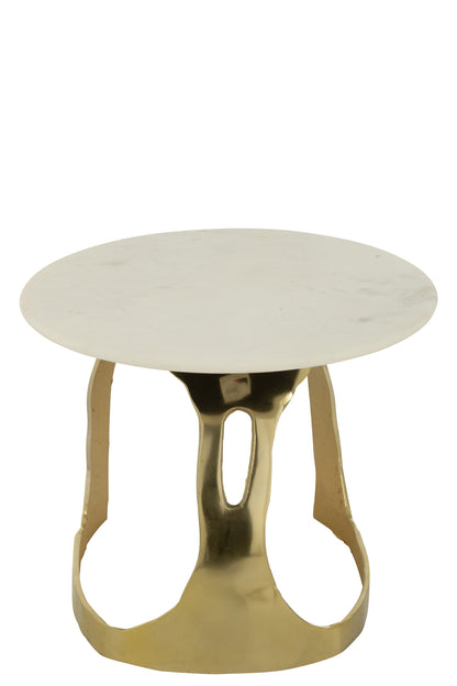Side Table Aluminium/Stone Gold Colored/White Small