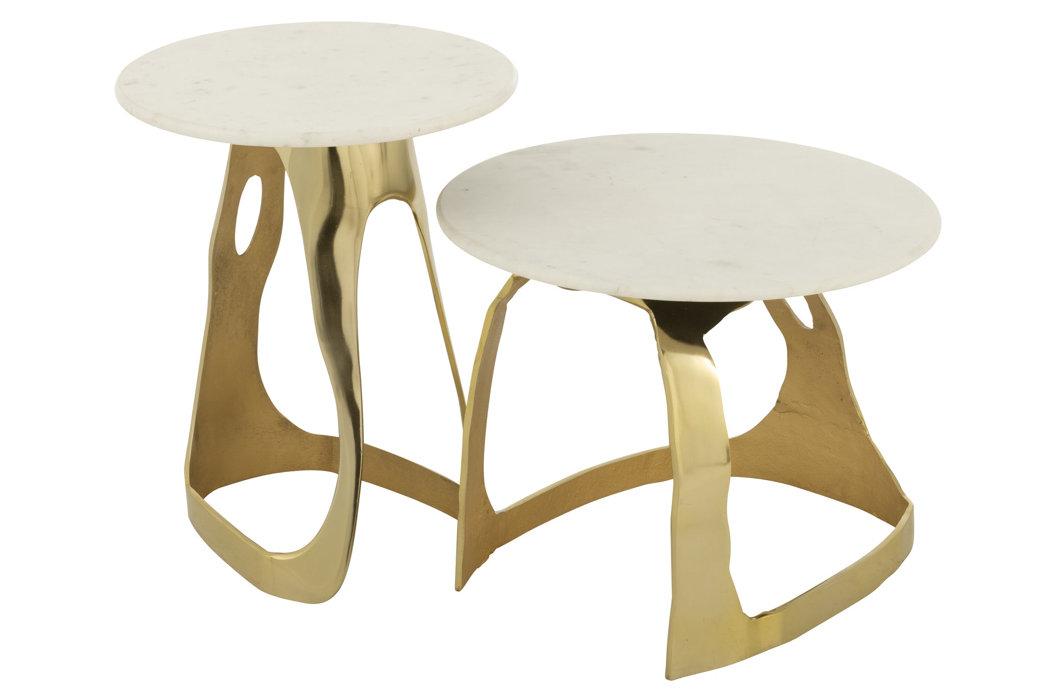 Side Table Aluminium/Stone Gold Colored/White Small