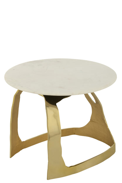 Side Table Aluminium/Stone Gold Colored/White Small