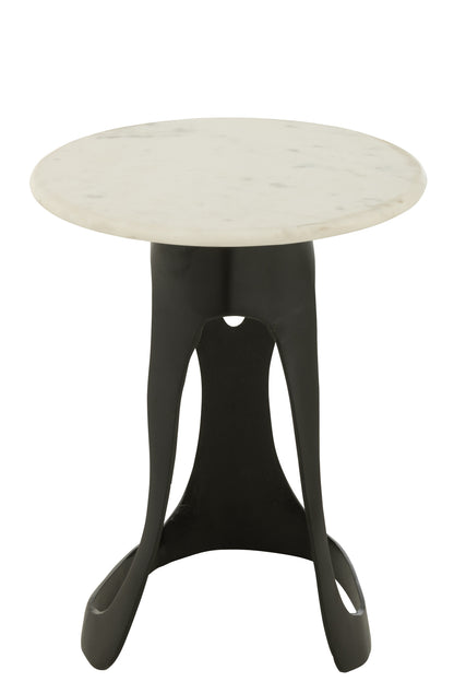 Side Table Aluminum/Stone Black/White Large