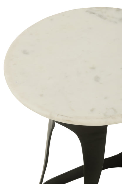 Side Table Aluminum/Stone Black/White Large