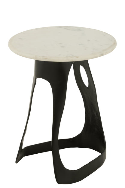 Side Table Aluminum/Stone Black/White Large