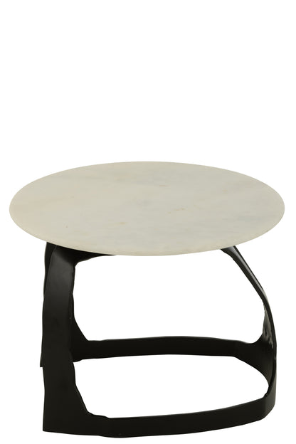 Side Table Aluminum/Stone Black/White Small