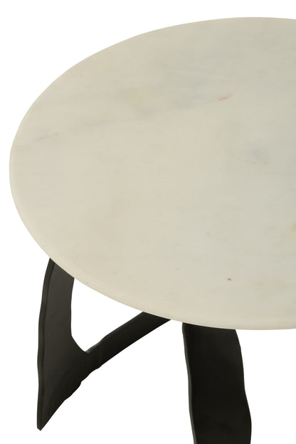 Side Table Aluminum/Stone Black/White Small