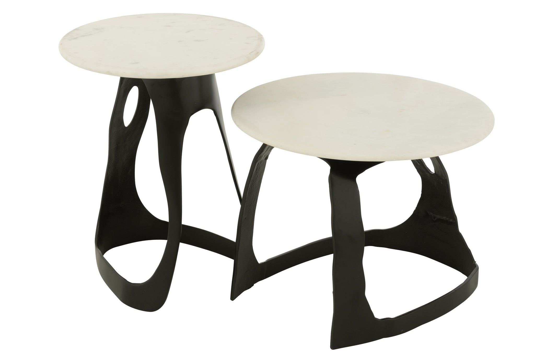 Side Table Aluminum/Stone Black/White Small