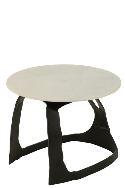 Side Table Aluminum/Stone Black/White Small