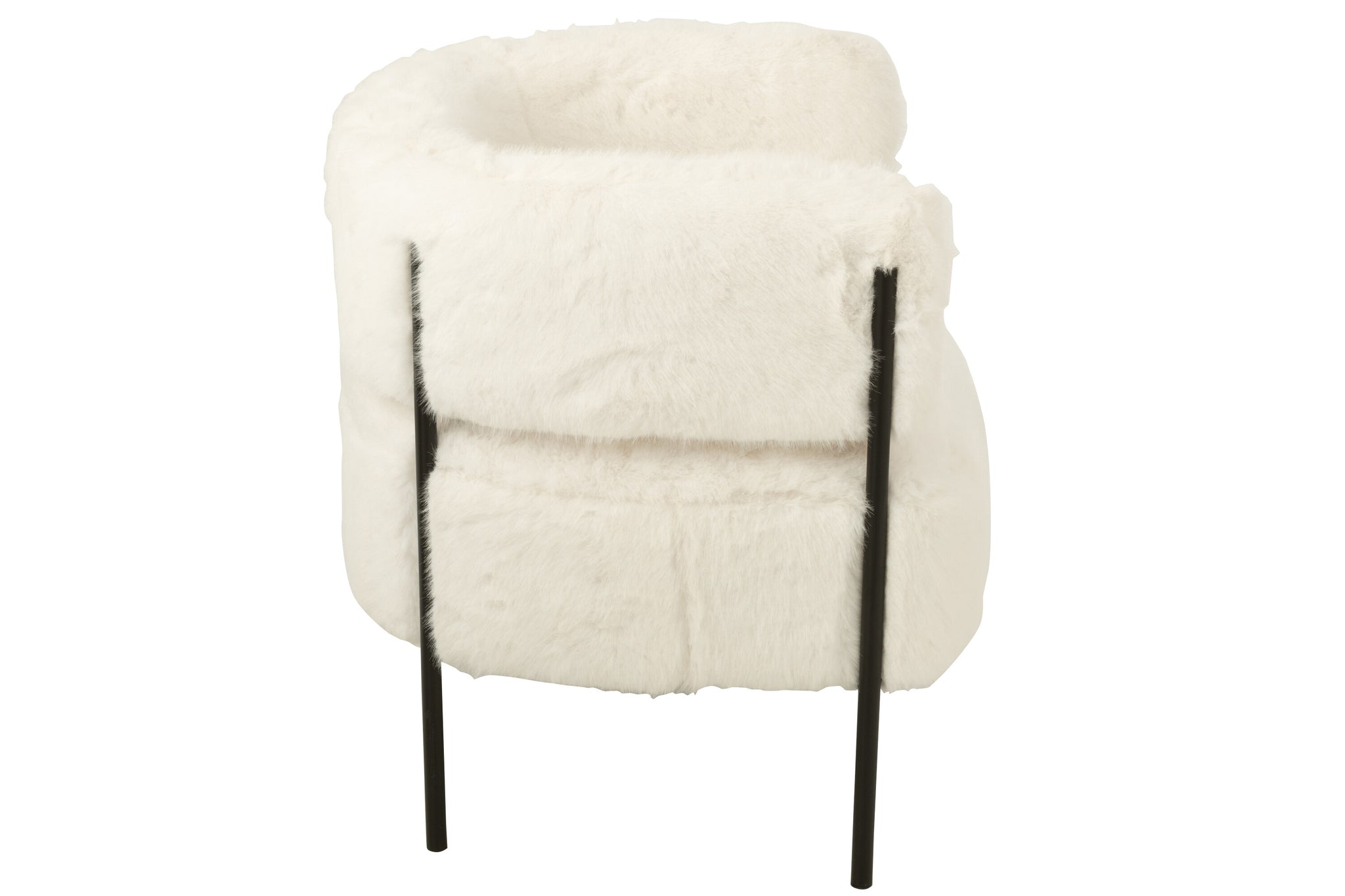 Armchair Fur With Metal Legs Wood White