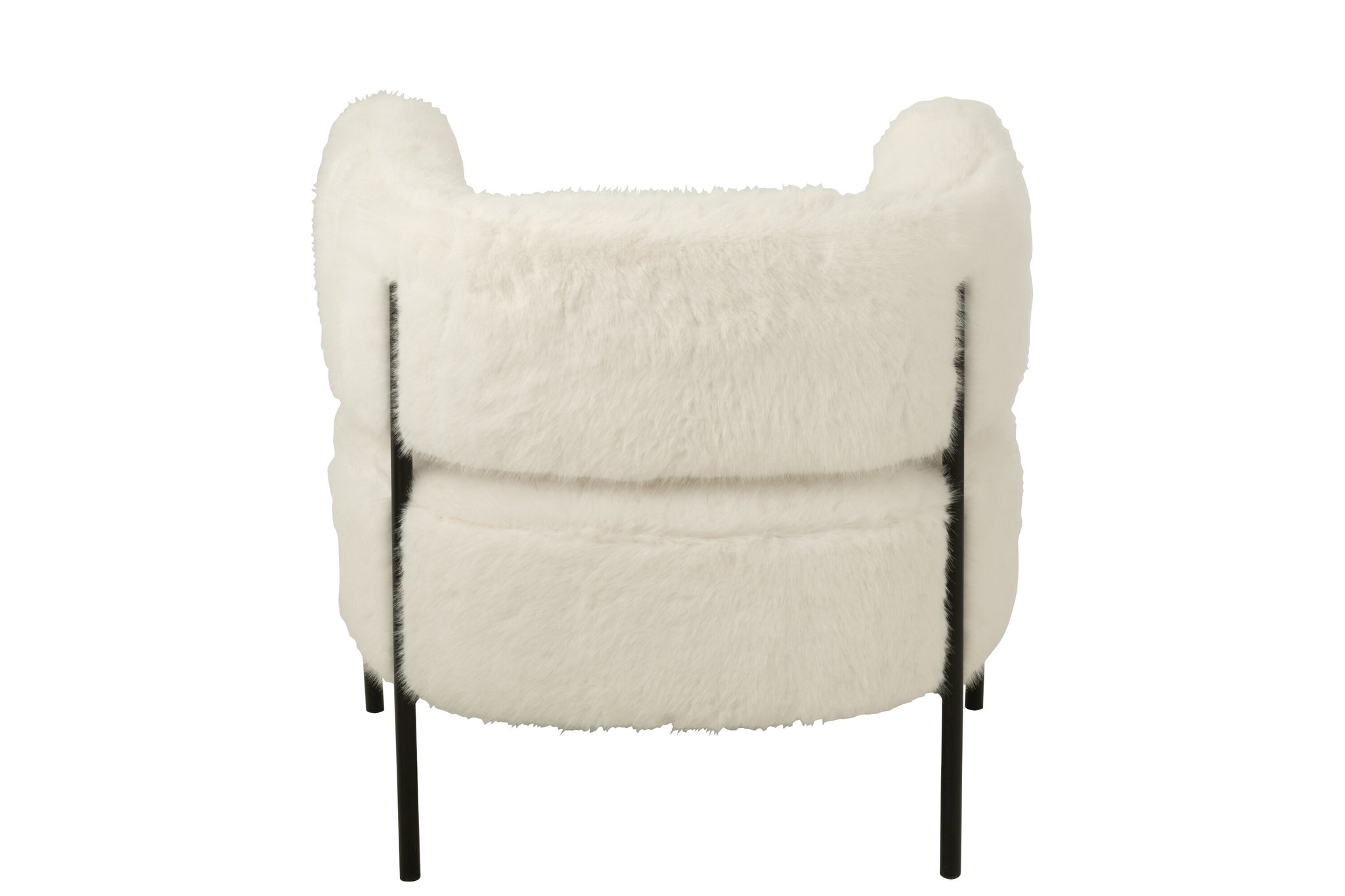 Armchair Fur With Metal Legs Wood White
