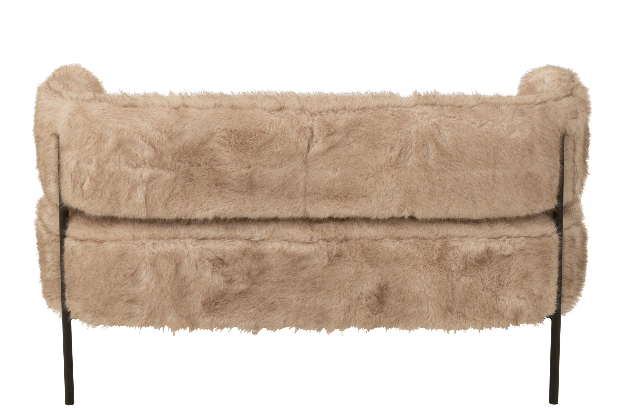 2 Seater Sofa Fur With Metal Legs Wood Taupe