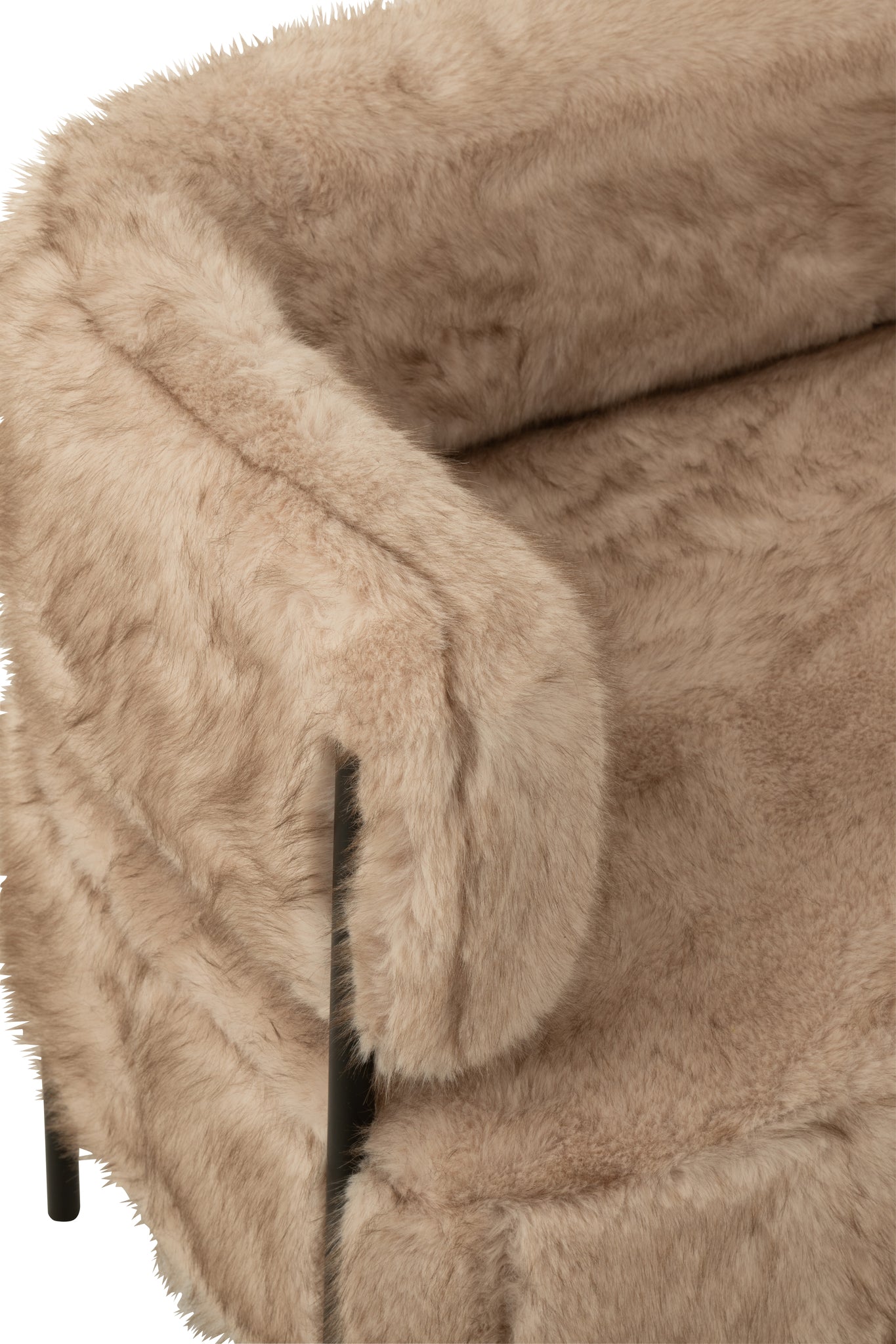 2 Seater Sofa Fur With Metal Legs Wood Taupe