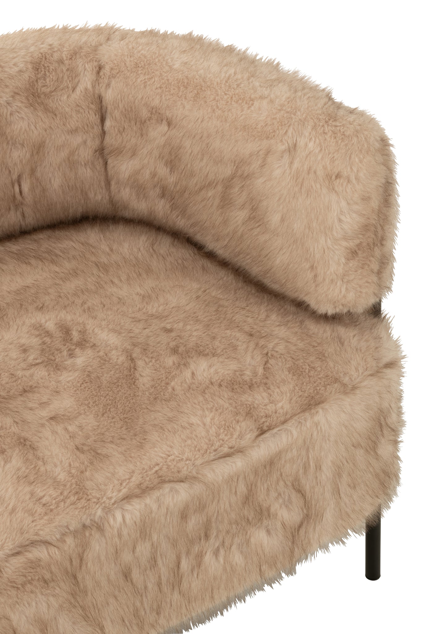 2 Seater Sofa Fur With Metal Legs Wood Taupe