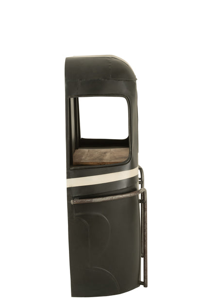 Bar Cabinet Cable Car Iron/Mango Wood Black/White