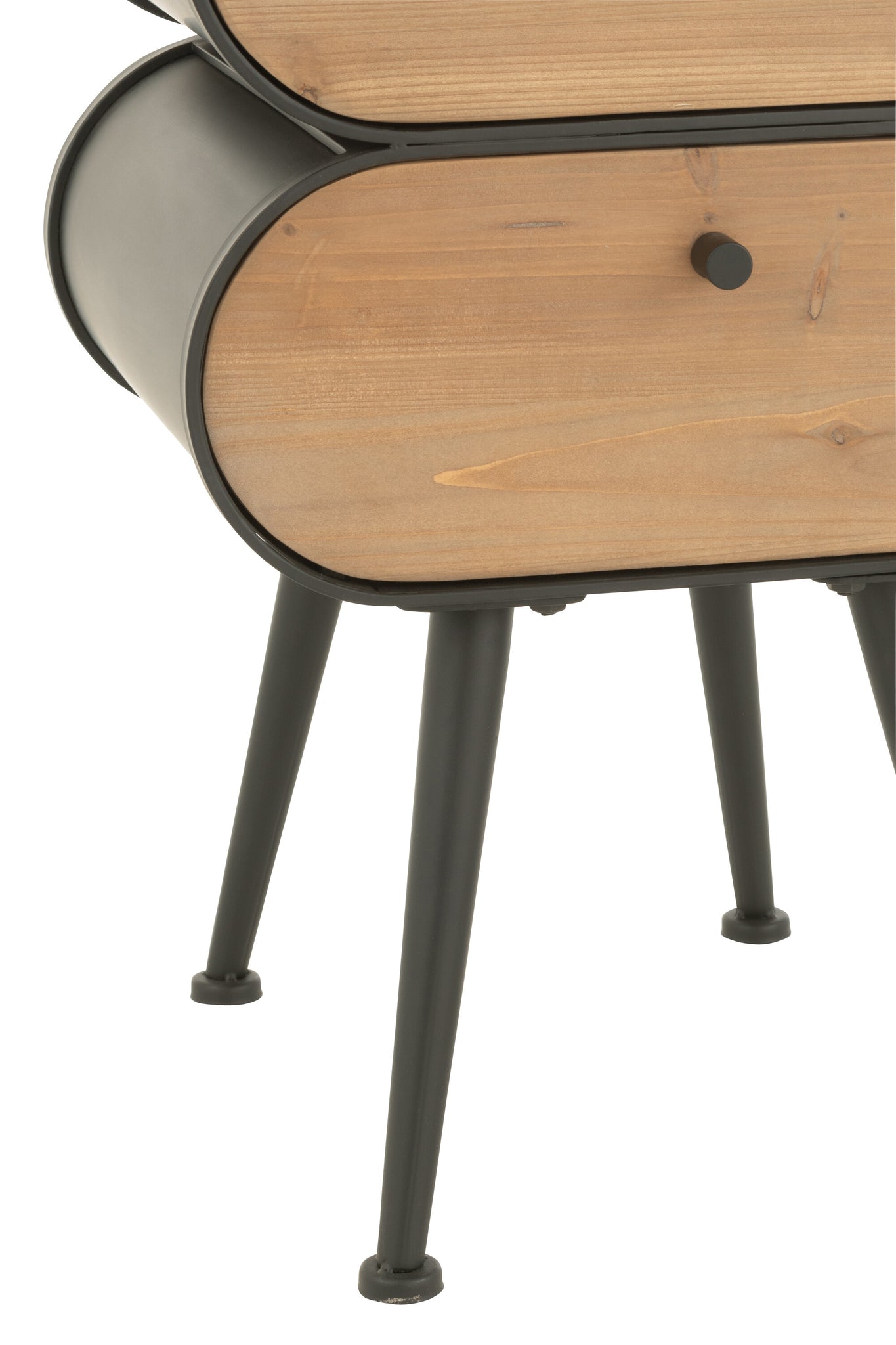 Cabinet Wood And Metal Cabinet Fir Wood Black/Light Beige