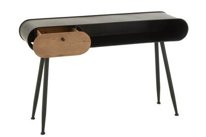 Console Wood And Metal Table Console Fir Wood Black/Light Beige