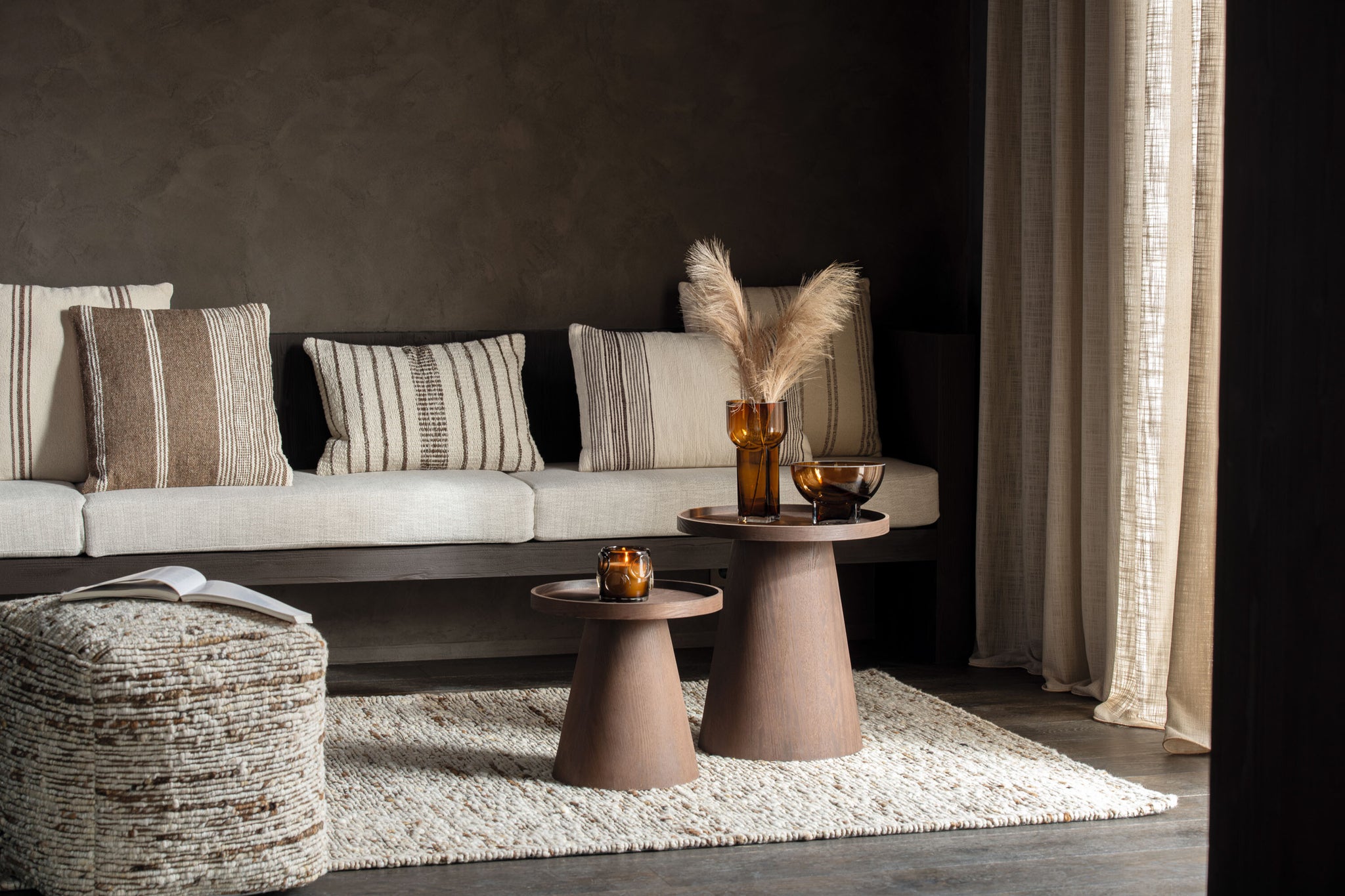 Rug Woven Wool Ecru/Brown