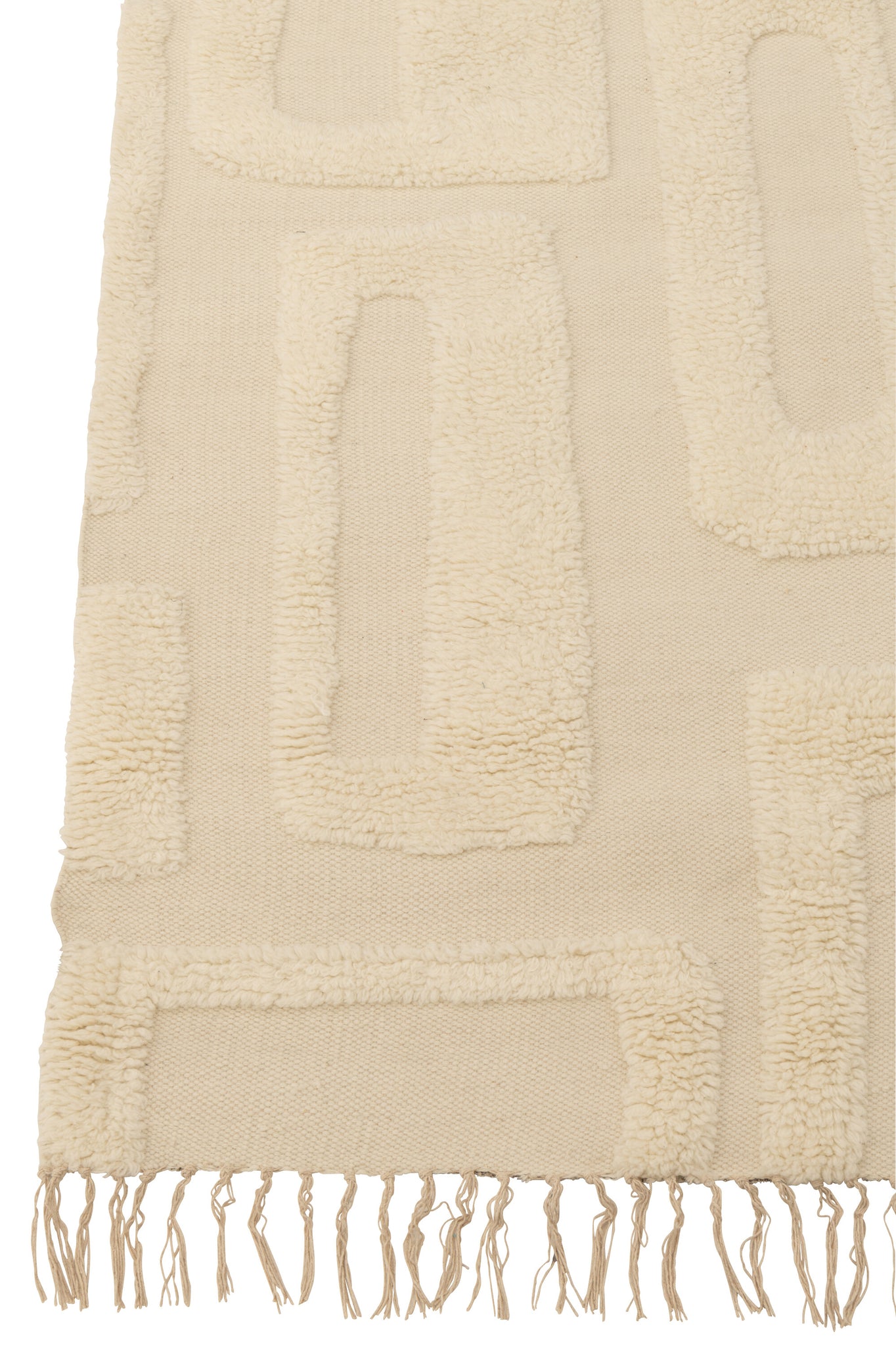Rug Abstract Lines Wool Ecru