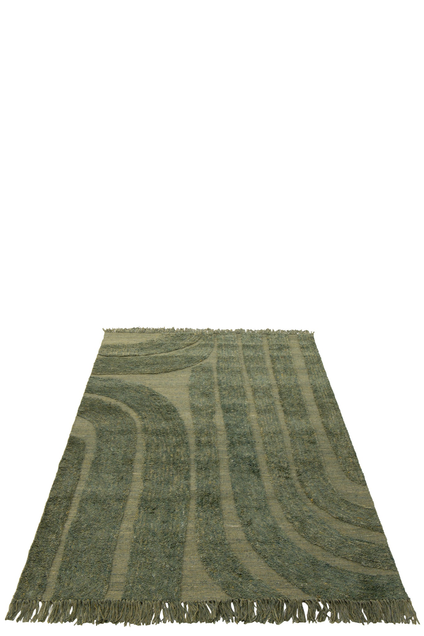 Rug Rounded Lines Wool Khaki Green