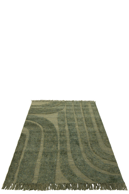 Rug Rounded Lines Wool Khaki Green