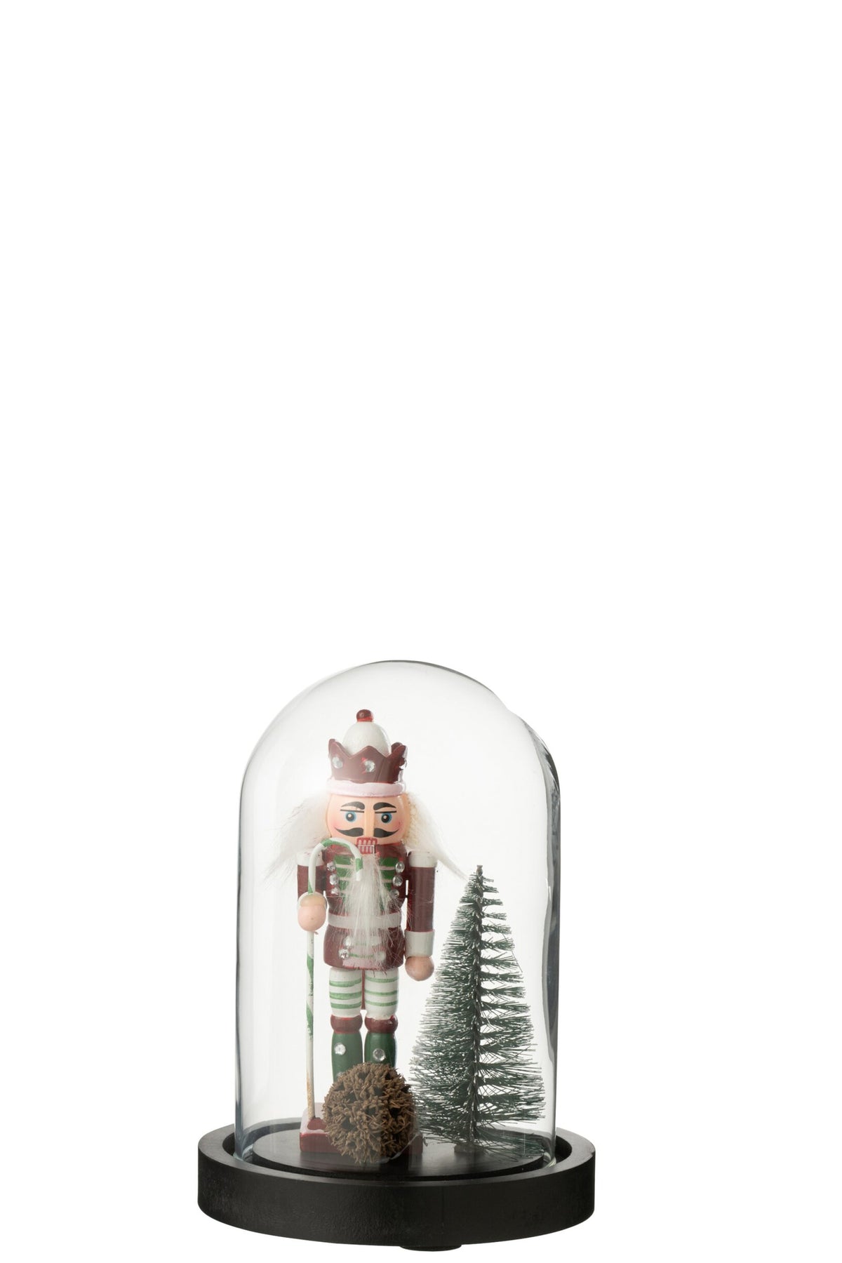 Stolp notenkraker klein – set van 4, glas, kerstrood en donkergroen, Ø11,5×16 cm