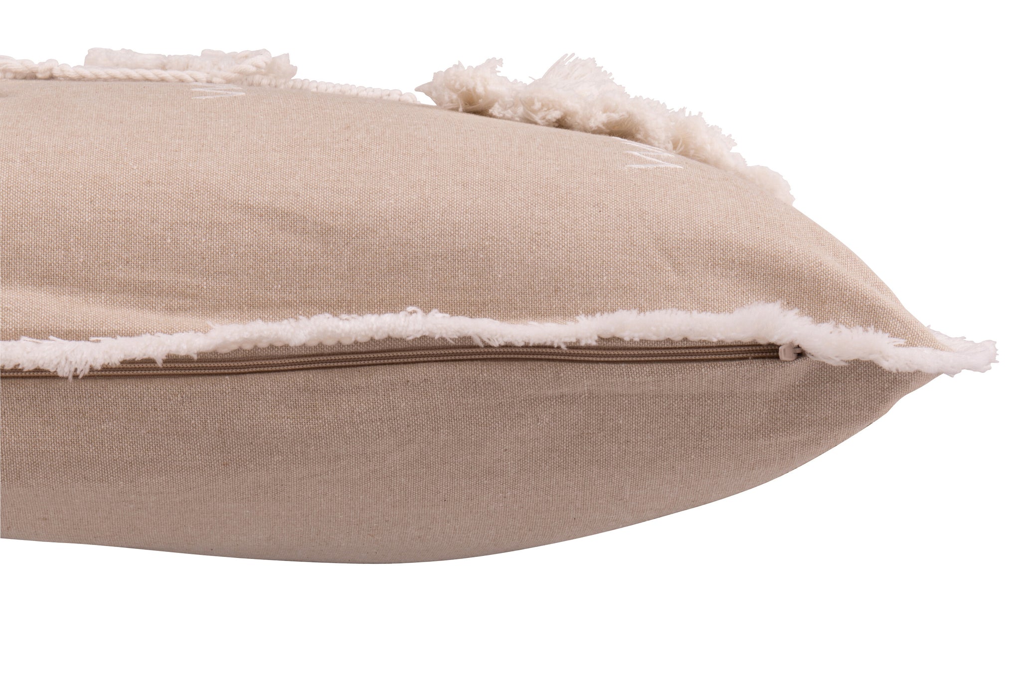 Cushion Christmas Trees Tassels Cotton Greige/White