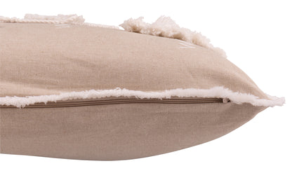 Cushion Christmas Trees Tassels Cotton Greige/White