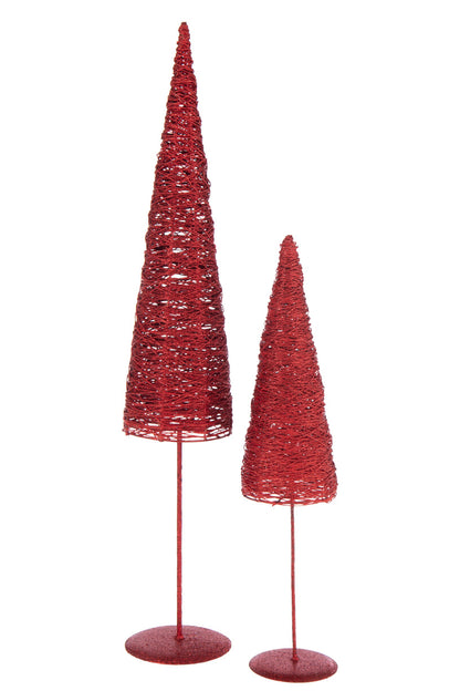 Decoratieve kerstboom op voet – papier en metaal, kerstrood, 85 cm