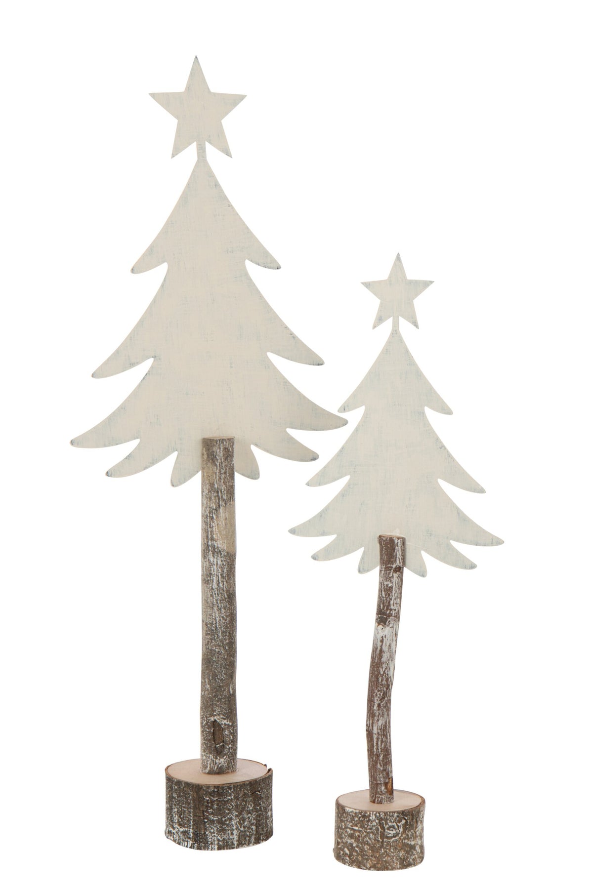 Decoratieve kerstboom met ster – ijzer en paulowniahout, gebroken wit, 60 cm