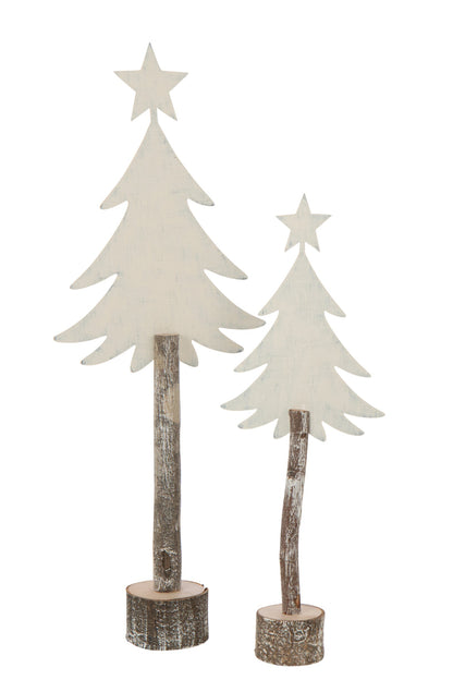 Decoratieve kerstboom met ster – ijzer en paulowniahout, gebroken wit, 60 cm