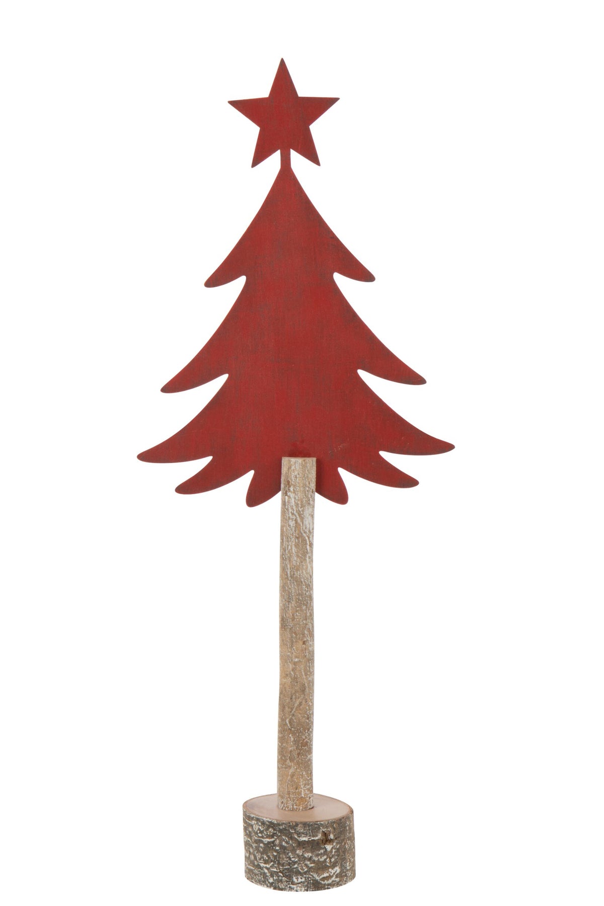 Kerstboompje met ster – paulowniahout en ijzer, kerstrood, 60 cm