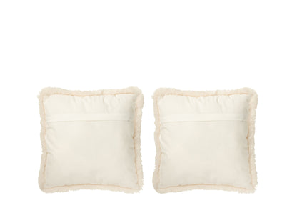 Cushion Yak Polyester Off-White/Brown Small Assortment Of 2