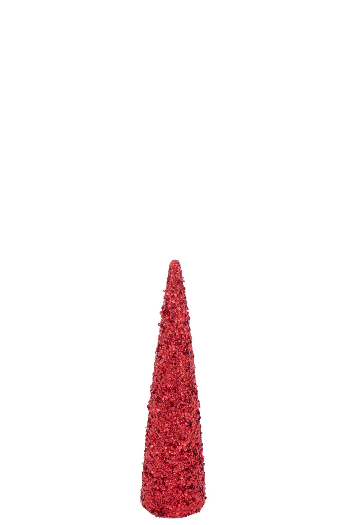 Kegel met pailletten medium – schuim en kunststof, kerstrood, 56 cm