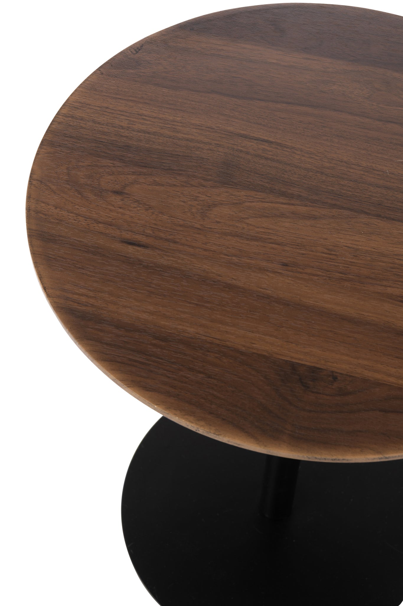 Set Of 2 Side Table Round Iron Black/Dark Brown