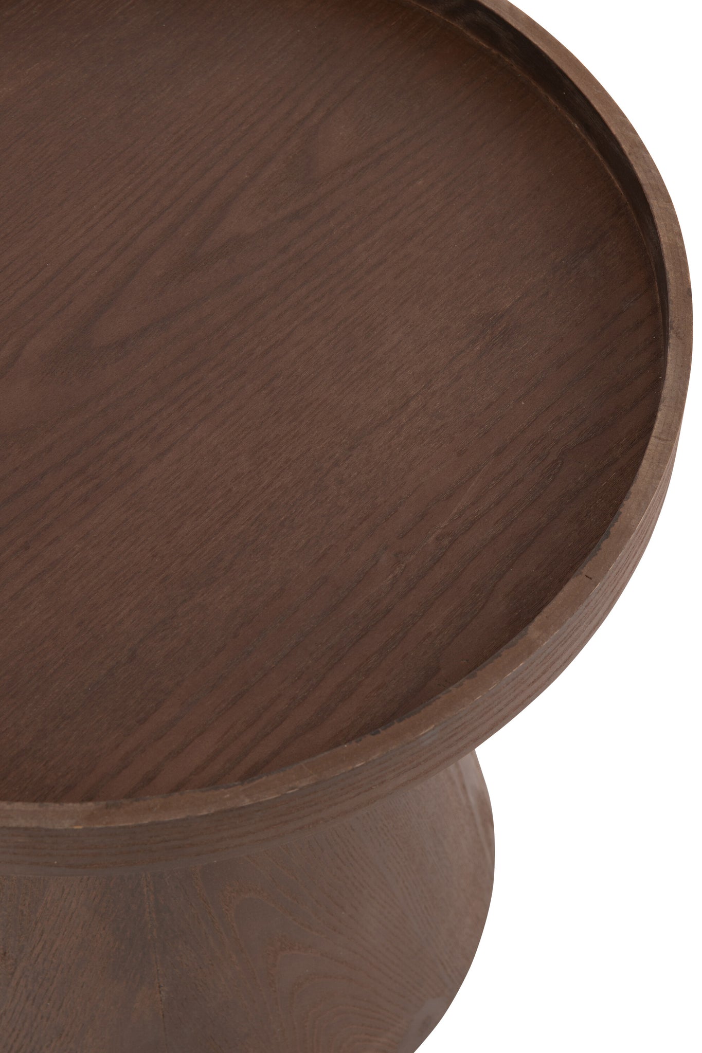 Set Of 2 Side Table  Round Mdf Dark Brown