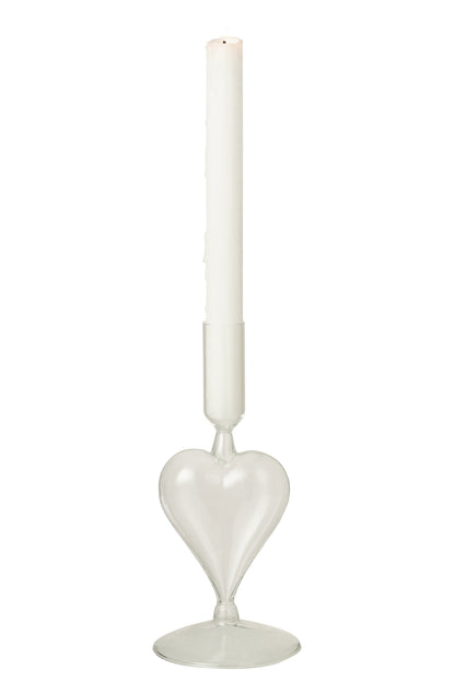 Candle Holder Heart Glass Transparent