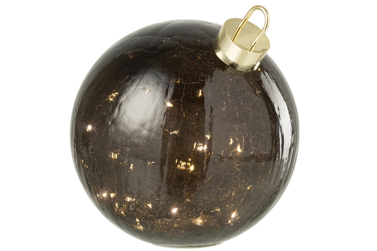 Kerstbal LED groot – glas, zwart, Ø25 cm