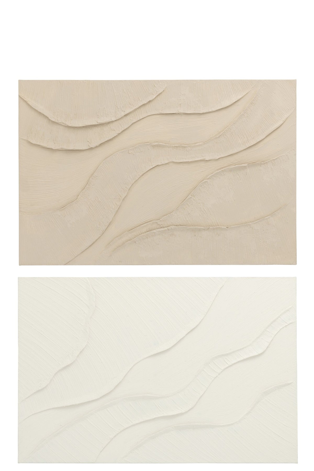 Schilderij Wave – acryl, ecru en beige, 120x80 cm
