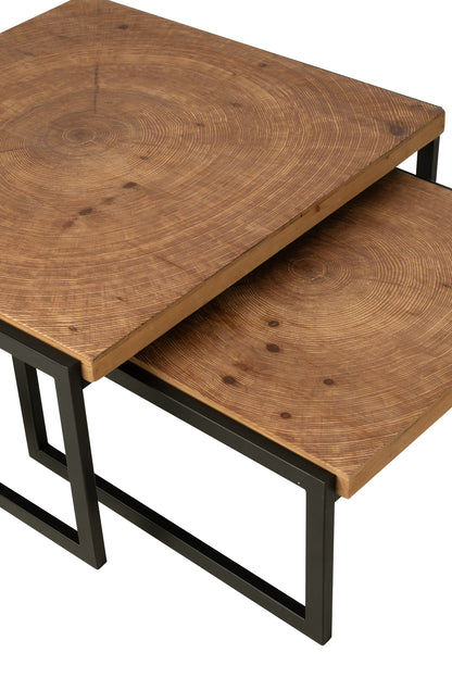 S/2 Coffee Table Dos Mdf Natural/Black