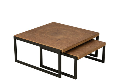 S/2 Coffee Table Dos Mdf Natural/Black