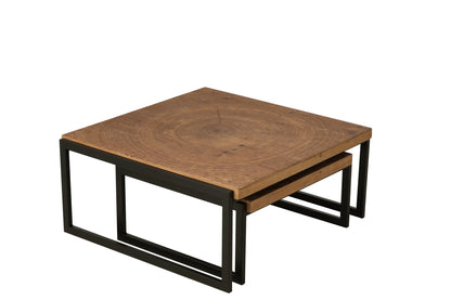 S/2 Coffee Table Dos Mdf Natural/Black