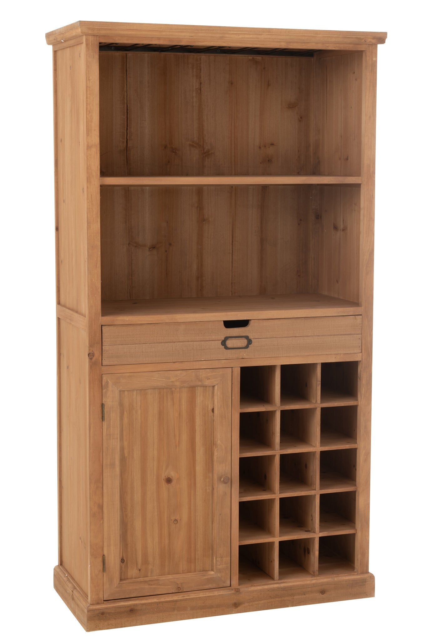 Barkast Hout Met Wijnrek Naturel 96x46x178 cm