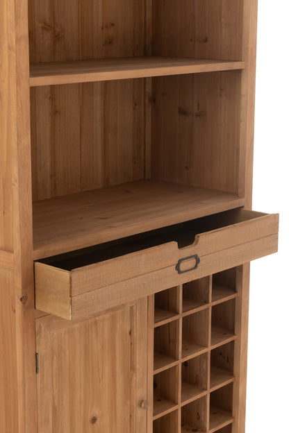 Barkast Hout Met Wijnrek Naturel 96x46x178 cm