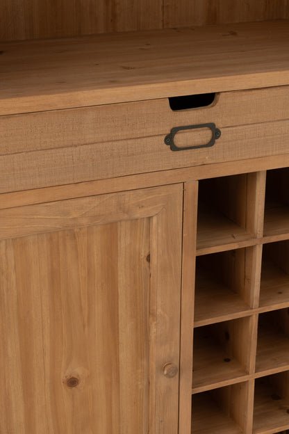 Barkast Hout Met Wijnrek Naturel 96x46x178 cm